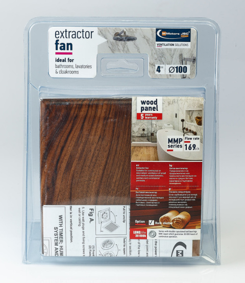 Bardzowydajny wentylator domowy. Panel Naturalne Drewno. Standard