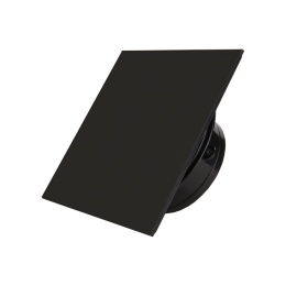 Wentylator łazienkowy.Krótki króciec. Szklany Panel Czarny Połysk Wyposażenie standardowe. Średnica 100 mm